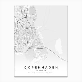 Copenhagen Denmark White Map Canvas Print