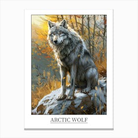 Arctic Wolf Precisionist Illustration 4 Poster Canvas Print