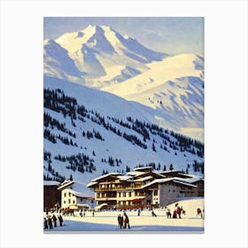Cervinia, Italy Ski Resort Vintage Landscape 2 Skiing Poster Canvas Print