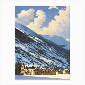 Les Arcs, France Ski Resort Vintage Landscape 5 Skiing Poster Canvas Print
