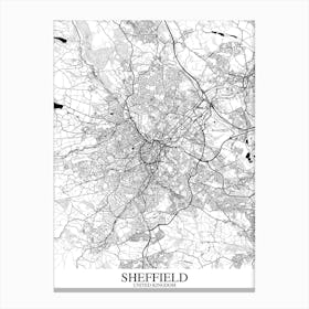 Sheffield White Black Map Canvas Print