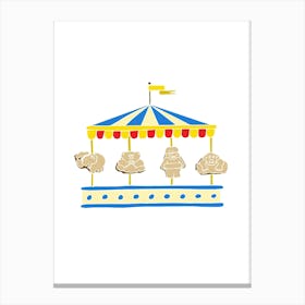 Animal Biscuit Carousel, Fun Circus Animal, Cake, Biscuit, Sweet Treat Print, Portrait Canvas Print