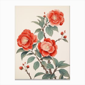 Tsubaki Camellia 1 Vintage Japanese Botanical Canvas Print
