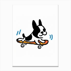 Funny Pug On A Skateboard Canvas Print