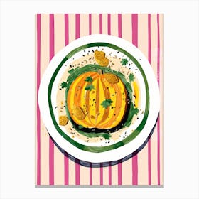A Plate Of Pumpkins, Autumn Food Illustration Top View 26 Canvas Print