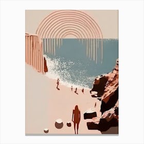 People And Cliffs - Abstract Minimal Boho Beach Canvas Print
