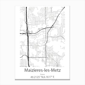 Maizieres Les Metz,France Minimalist Map Canvas Print