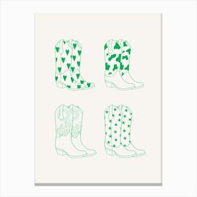 Green Cowboy Boots Canvas Print