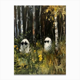 Two Polar Bears In The Woods Canvas Print