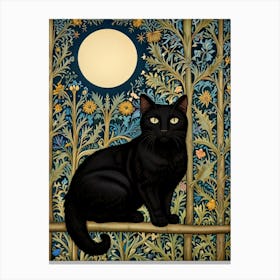 William Morris Black Cat In The Moonlight 4 Canvas Print