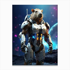 Capybara In Cyborg Body #2 Canvas Print