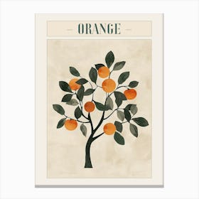Orange Tree Minimal Japandi Illustration 3 Poster Canvas Print