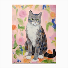 A British Shorthair, Cat Painting, Impressionist Painting 2 Canvas Print