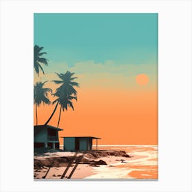 Art Hikkaduwa Beach Sri Lanka Mediterranean Style Illustration 1 Canvas Print