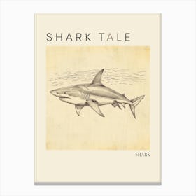 Vintage Shark Pencil Illustration 1 Poster Canvas Print