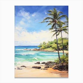 A Painting Of Anakena Beach, Easter Island Chile 2 Canvas Print