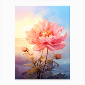 Peony In Watercolor  (1) Canvas Print