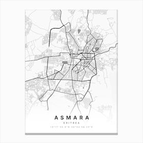 Asmara Eritrea White Map Canvas Print