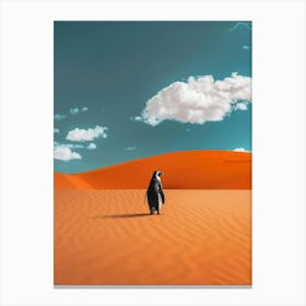 Penguin In The Desert 8 Canvas Print