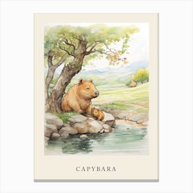 Beatrix Potter Inspired  Animal Watercolour Capybara 1 Canvas Print
