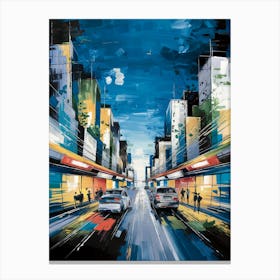 An Abstract Acrylic Painting Of A Bustling City Canvas Print