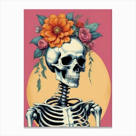 Floral Skeleton In The Style Of Pop Art (53) Canvas Print