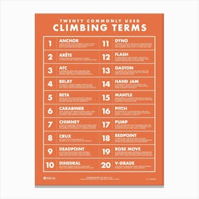 20 Commonly Used Climbing Terms 1 Canvas Print