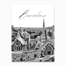 Barcelona Black And White Cityscape Canvas Print