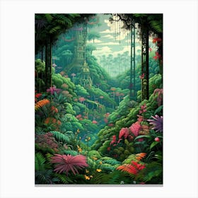 Monteverde Cloud Forest Pixel Art 1 Canvas Print