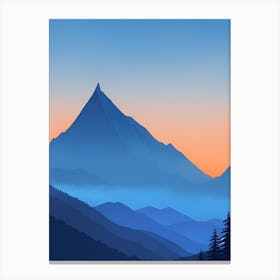 Misty Mountains Vertical Composition In Blue Tone 7 Canvas Print