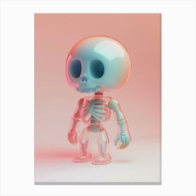 Cute Skull Toyart With Transparent Acrilic Body Covering The Bones, 3d Icon, White, Clay Material Isometric, 3d Rendering, Smooth Ashiny, Vinyl Figure, Toy Art, Realistic Use Of Light And Color, Soft Gradient, Cute Style, Glossy, Hon Stampe su tela