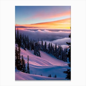 Coronet Peak, New Zealand Sunrise Skiing Poster Canvas Print