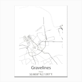 Gravelines,France Minimalist Map Canvas Print