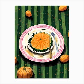 A Plate Of Pumpkins, Autumn Food Illustration Top View 70 Canvas Print