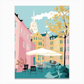 Linkoping, Sweden, Flat Pastels Tones Illustration 4 Canvas Print