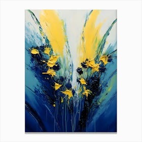 Yellow And Blue Abstract Painting Canvas Print