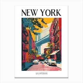 Williamsburg New York Colourful Silkscreen Illustration 1 Poster Canvas Print