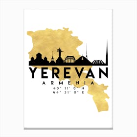 Yerevan Armenia Silhouette City Skyline Map Canvas Print