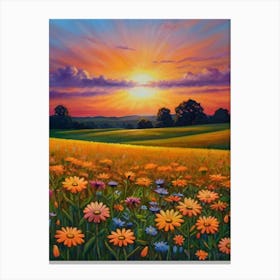 Sunset In The Field 19 Canvas Print