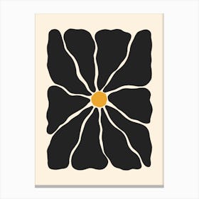 Abstract Flower 01 - Black and Yellow Canvas Print
