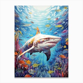  A Whitetip Reef Shark Vibrant Paint Splash 4 Canvas Print