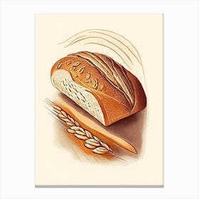 Spelt Sourdough Bread Bakery Product Retro Drawing 1 Canvas Print
