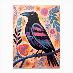 Pink Scandi Raven 2 Canvas Print