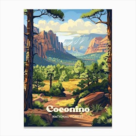 Coconino National Forest Arizona Colorful Travel Art Illustration Canvas Print