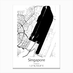 Singapore Minimalist Map Canvas Print