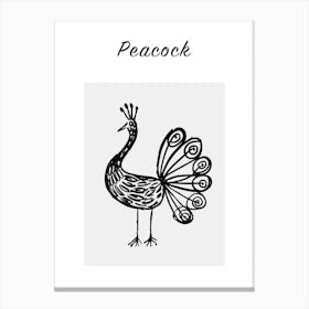 B&W Peacock Poster Canvas Print