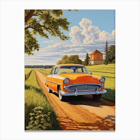 Old Car On A Dirt Road Canvas Print