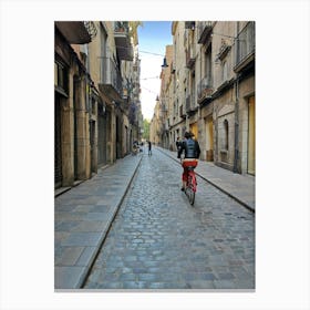 Cyclist, Girona, Catalunya Canvas Print