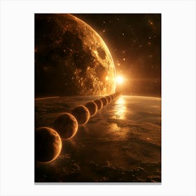 Earth And Moon In Space Canvas Print