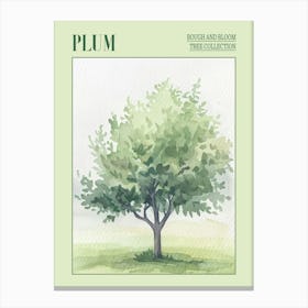 Plum Tree Atmospheric Watercolour Painting 1 Poster Canvas Print